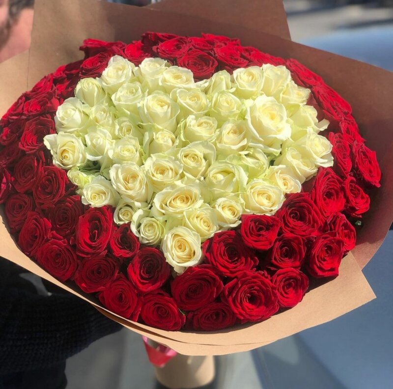 Kalpli Beyaz Gül Buketi (100 adet )