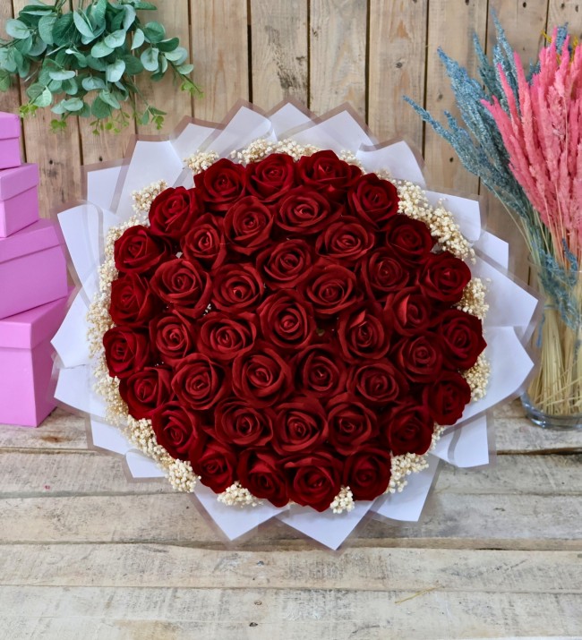 41 Kadife Güllü Cipsolu İsteme Çiçeği (Kırmızı)