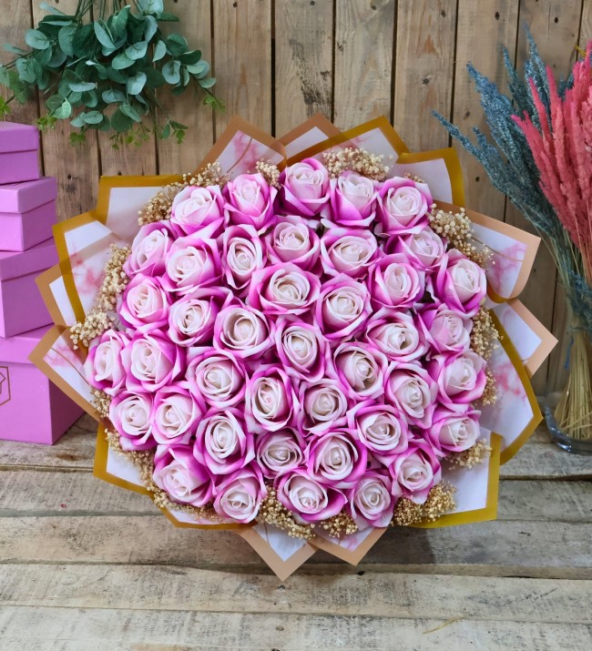 41 Kadife Güllü Cipsolu İsteme Çiçeği (Pembe)